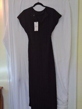 Zara Black Maxi Dress with Cap Sleeves